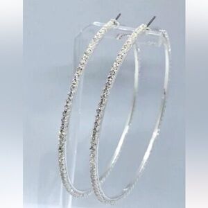 Big hoop rhinestone earrings silver